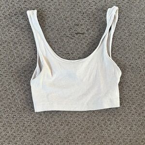 Divided White Ribbed Crop Top